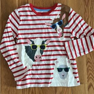 Mini Boden Striped Animal Print Long Sleeve Shirt
